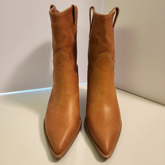 Tony Bianco Tan Leather Cowgirl Boot 7.5 - Picture 2 of 5
